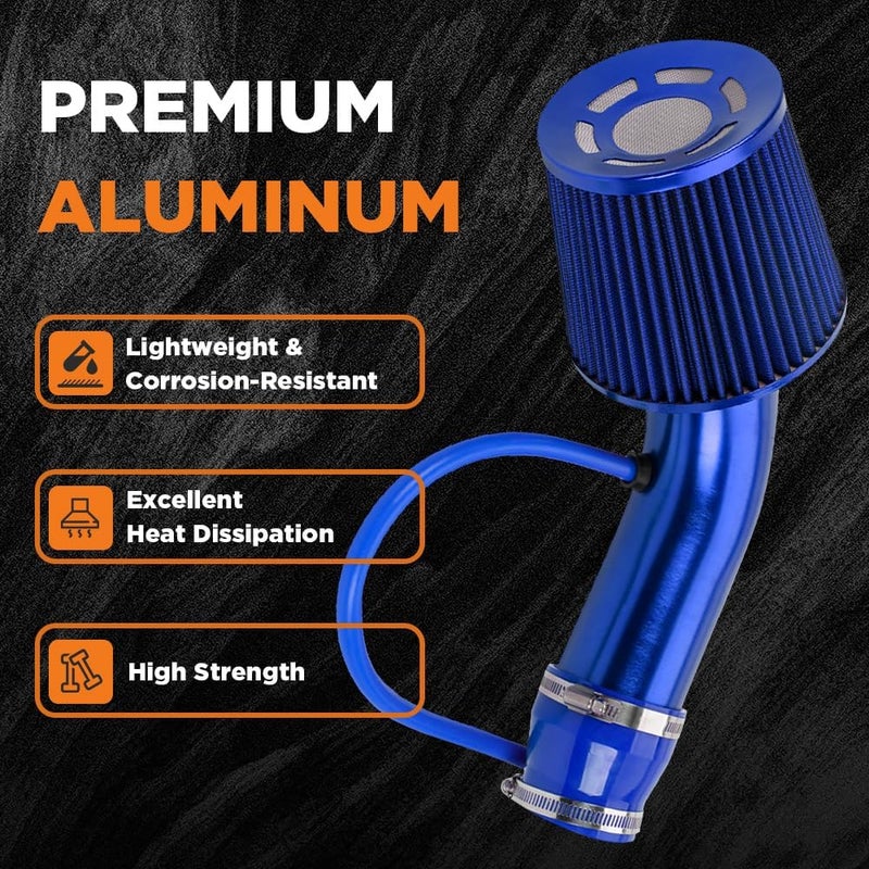 BARTOO 3 Inch Cold Air Intake Filter Pipe Curve Pipe, Aluminum Air Intake Elbow for Car Truck Turbo Piping, Blue - Image 5